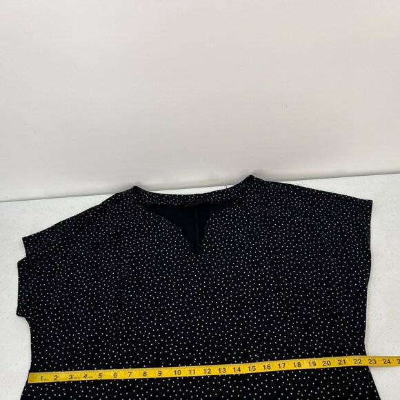 J.Jill 3X Wearever Black Polka Dot Midi Dress Notch V-Neck Short Sleeve - Picture 5 of 12